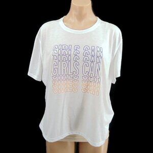 Brooks Run Happy White GIRLS CAN T Shirt XXL International Womens Day T Shirt